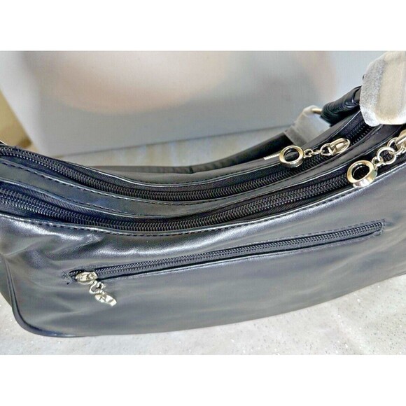 Unbranded Black Studded Shoulder Hobo Vegan Leather Bag Bonus CC Case Pockets - Picture 4 of 16